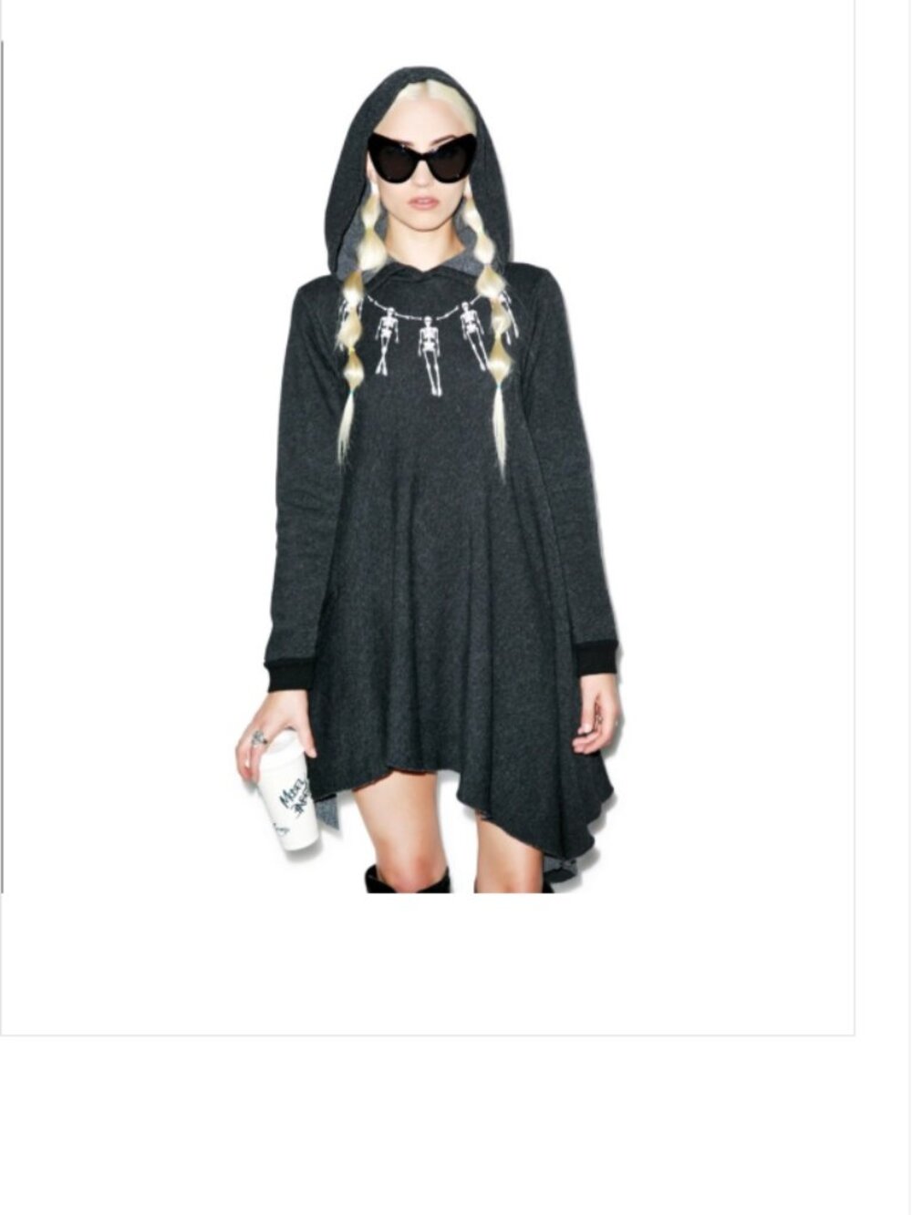 EUC Wildfox Couture Skelley Necklace Angel Hoodie Size Small (S)